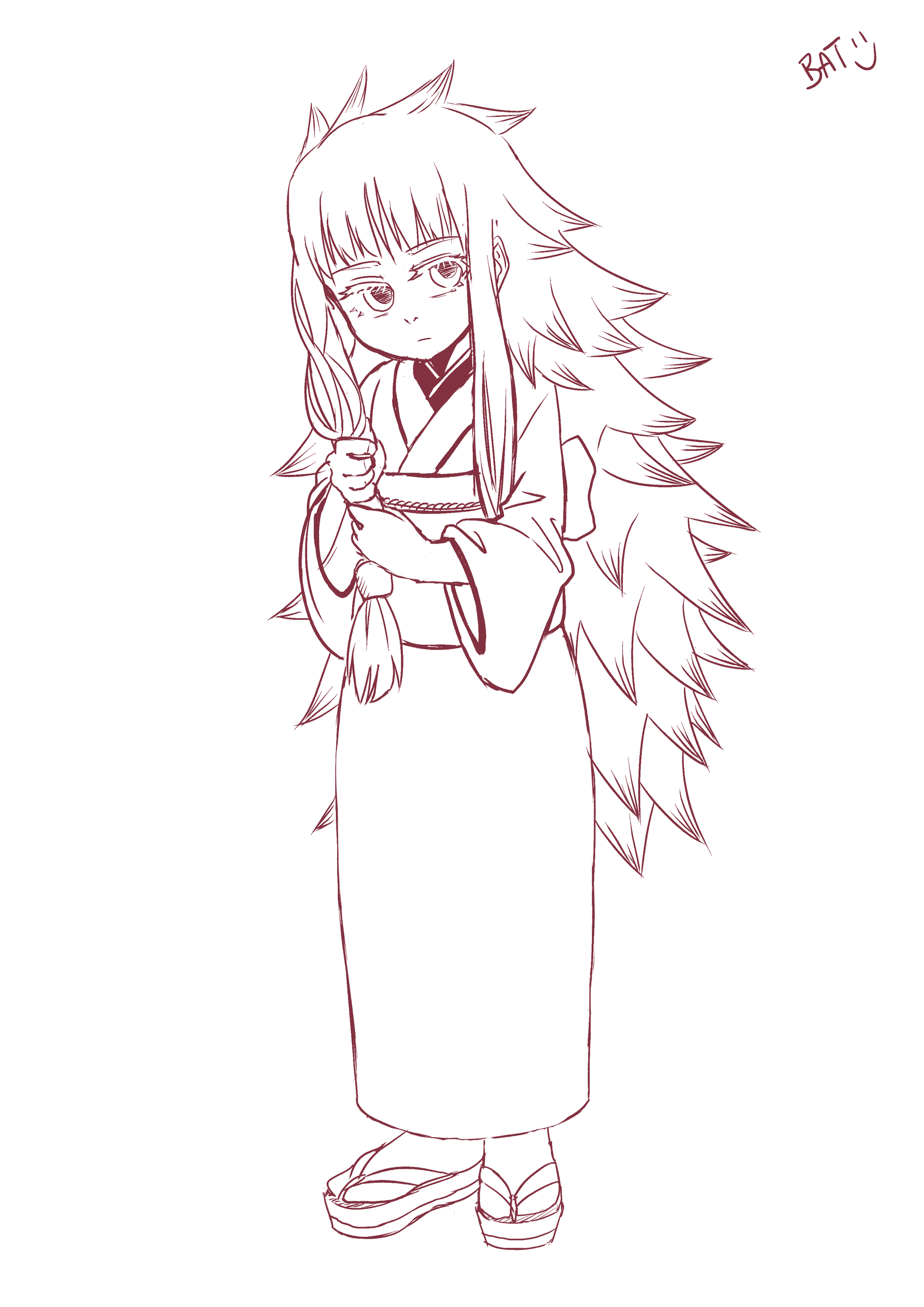 Example of the Clean Lineart finish: a character drawn with polished, evenly inked outlines and no color